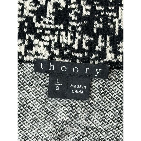 Theory Black White A-Line Mini Skirt Elastic Waistband Office Workwear Stretch L - Picture 3 of 7